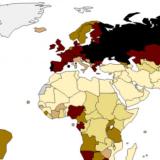 Карта на консумацията на алкохол в света по държави