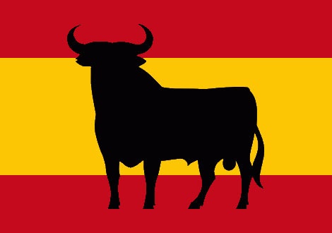 Испанското знаме и бика, символ на страната