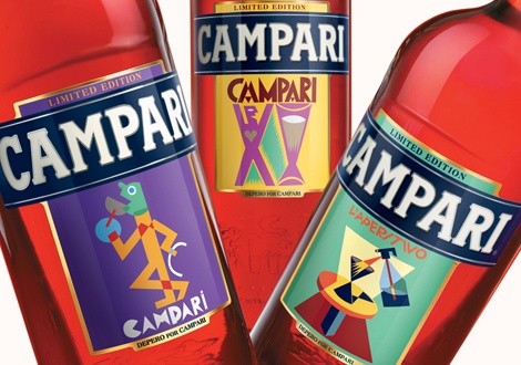 Лимитирани бутилки Кампари с етикети на Фортунато Деперо